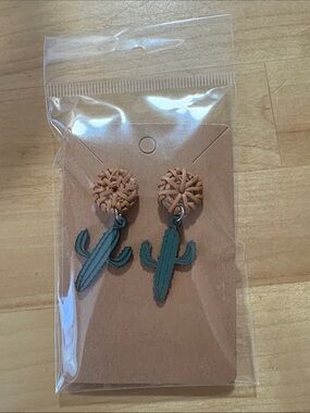 Turquoise Cactus Dangle Earrings